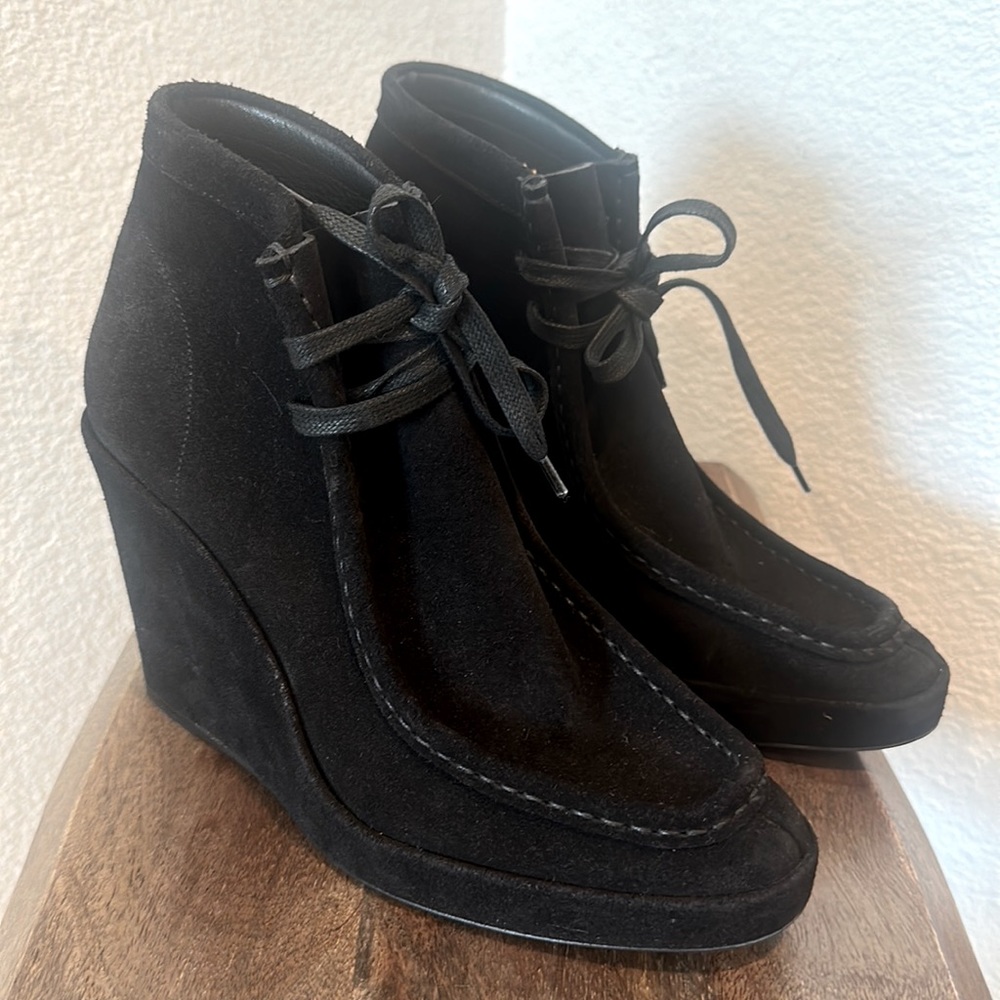BALENCIAGA Black Suede Wedge ankle boots Size EUR 39 US8.5